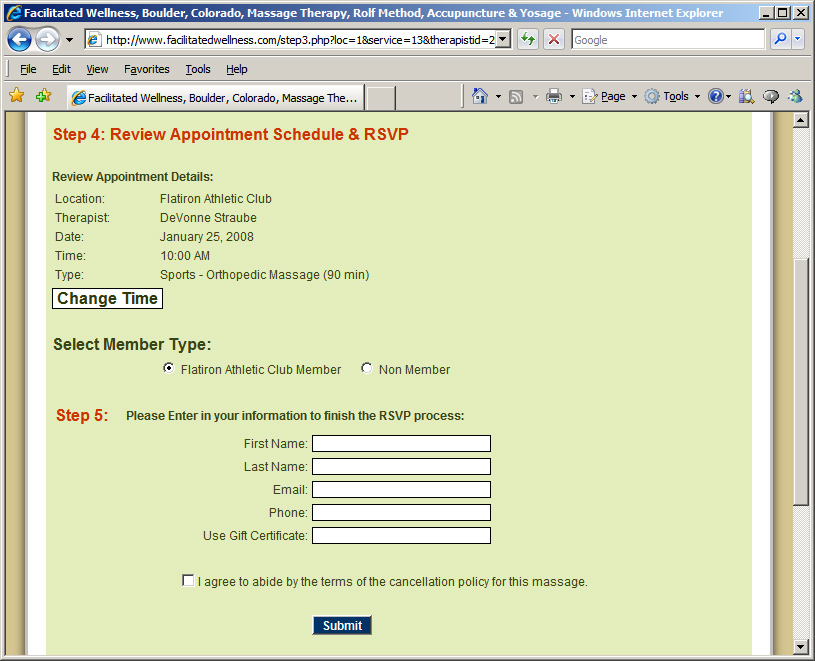 review appointment details