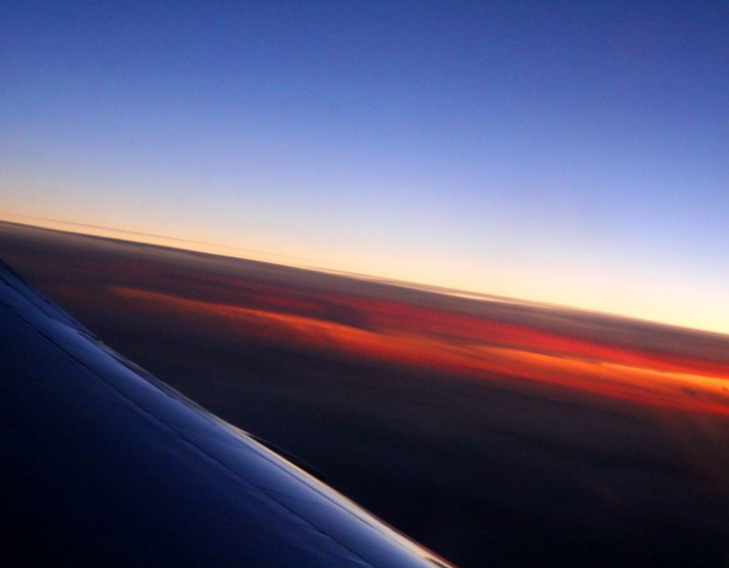 Photo from airplane of Sunset over California - Dec 2010