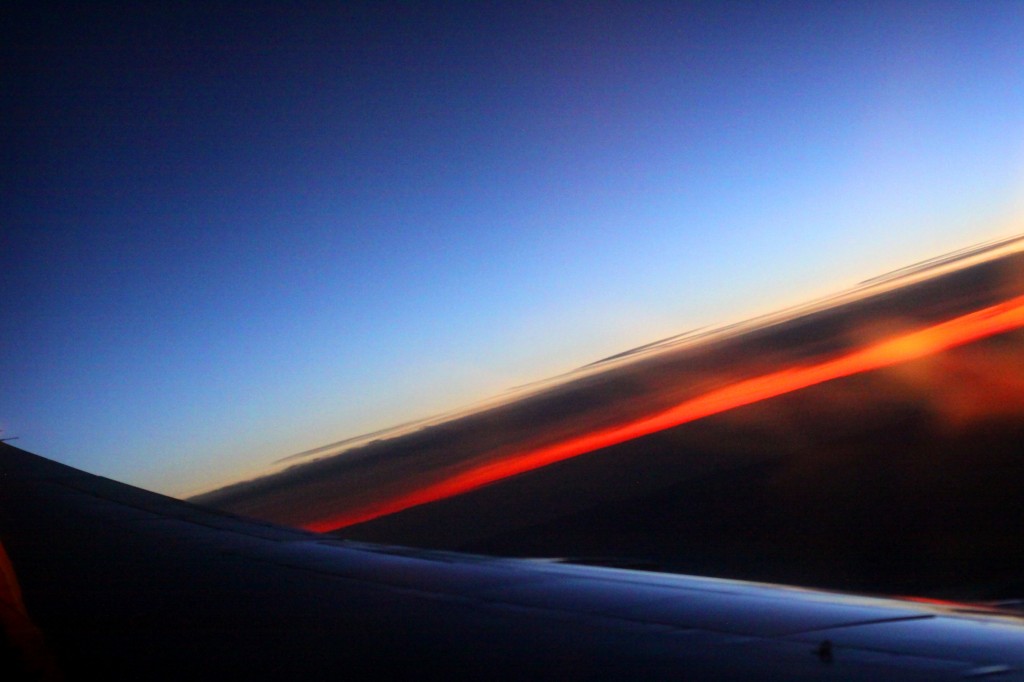 Photo from airplane of Sunset over California - Dec 2010